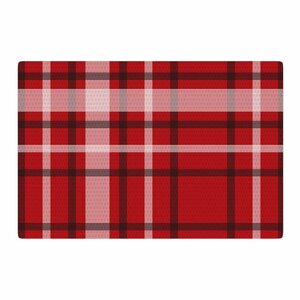 Famenxt Plaid Red Digital Red/Black Area Rug