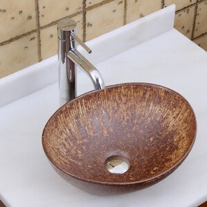 Elite Tattered Cedar Porcelain Oval Vessel Bathroom Sink