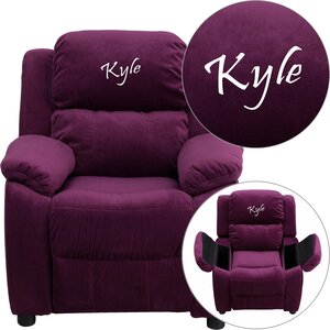 Deluxe Contemporary Personalized Kids Recliner with Storage Compartment