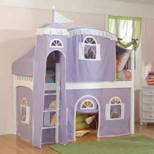 Kids Tent Beds You Ll Love Wayfair Bonneau Traditional Twin Low Loft Bed With Wood Frame