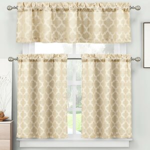 Otis 3 Piece Jacquard Kitchen Curtain Set