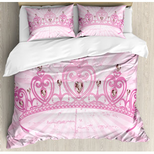 Crown Bedding Wayfair Childhood Theme Heart Shaped Princess Crown On Radial Backdrop S Room Duvet Cover Set