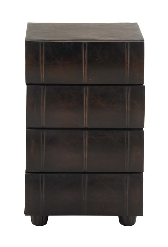 Cole & Grey Wood and Leather 4 Drawer End Table & Reviews Wayfair
