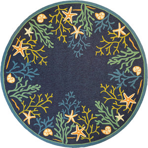 Rundall Sea Water Hand-Hooked Blue Indoor/Outdoor Area Rug
