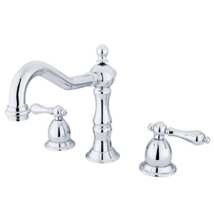 Heritage Double Handle Widespread Bathroom Faucet with Brass Pop-Up Drain