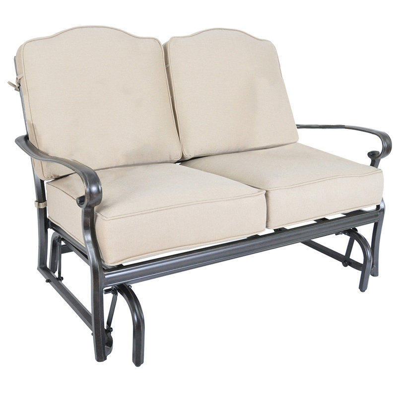 Three Posts Fritsch Glider Loveseat With Sunbrella Cushions Wayfair Fritsch Glider Loveseat With Sunbrella Cushions