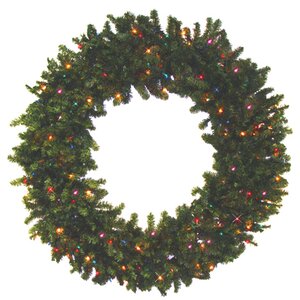 Pre-lit Battery Operated Canadian Pine Artificial Christmas Wreath with Multi-Color LED Lights