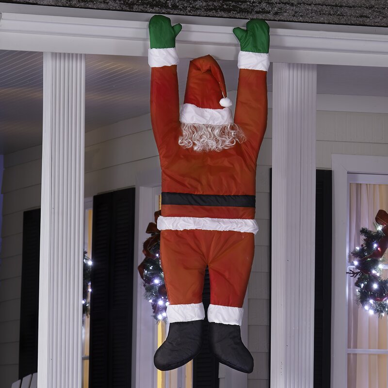 The Holiday Aisle Santa Hanging from Gutter Inflatable | Wayfair.ca