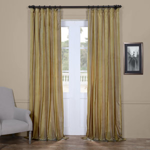 Autberry Riviera Striped Faux Silk Taffeta Rod Pocket Single Curtain Panel