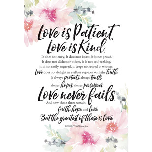 Love Is Patient Wall Art Wayfair Woodland Grace Love Is Patient Textual Art On Wood