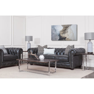 Grey Leather Living Room Sets You Ll Love Wayfair Tanisha Leather Configurable Living Room Set