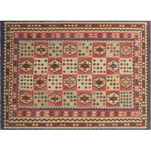 Vallejo Kilim Hand-Woven Rectangle Green Area Rug