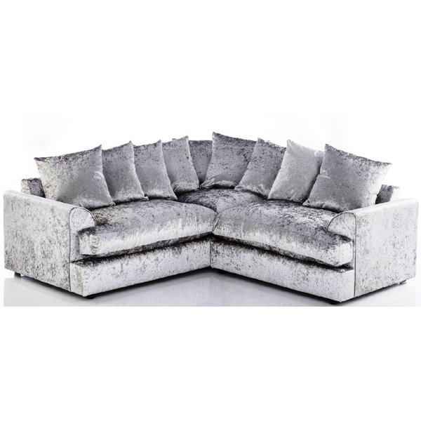 Silver Velvet Corner Sofa Wayfair Co Uk