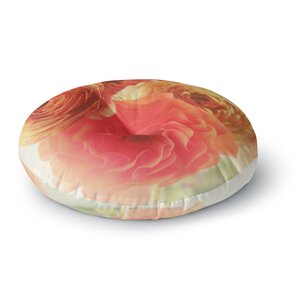 Debbra Obertanec Coral Ranunculus Floral Round Floor Pillow