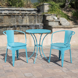 Reva Outdoor 3 Piece Iron Bistro Set