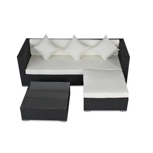 3-tlg. Sofa-Set Mediterranean Style mit Kissen v..