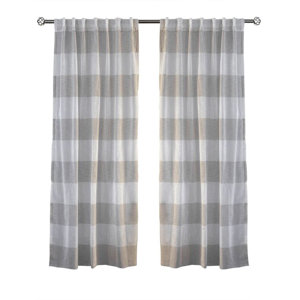 Lite Out Striped Sheer Rod pocket Curtain Panels (Set of 2)