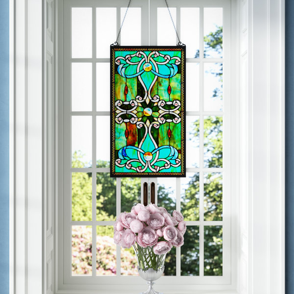 Fleur De Lis Living Tiffany Style Stained Gl Window Panel Fleur De Lis Living Tiffany Style Stained Gl Window Panel Reviews Wayfair