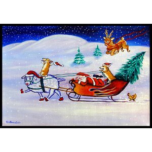 Corgi Highhacked Santa Claus Sleigh Doormat
