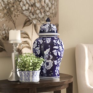Blue And White Ceramic Decorative Urn