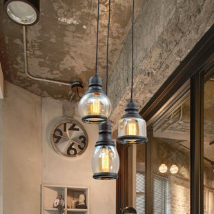 Plug In Pendant Lights Gl Jar 3 Light Pendant