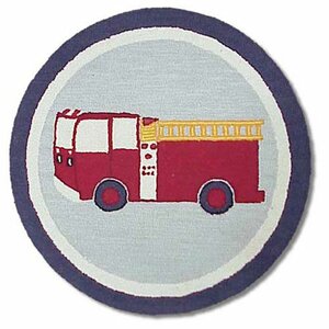 Fire Truck Blue/Red Area Rug