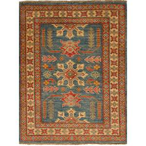 One-of-a-Kind Bernard Traditional Hand-Knotted Wool Navy Blue Area Rug