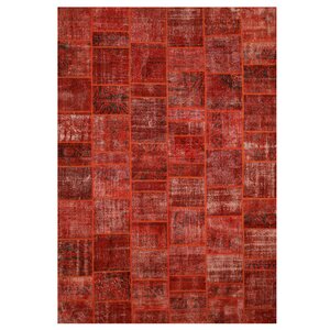 Hand-Knotted Red Area Rug