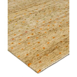 Confetti Day Contemporary Hand Knotted Natural/Yellow Area Rug