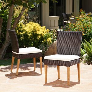 Chandrine Patio Dining Chair with Cushion (Set of 2)
