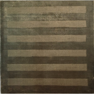 Panel Stripes, Art Silk, Silver (3' Square) Rug