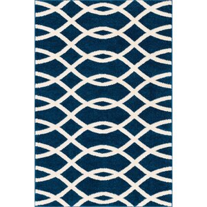 Mystic Poofy Modern Abstract Lines Blue Area Rug