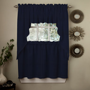 Opaque Ribcord Kitchen Tier Curtain (Set of 2)