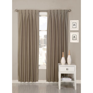 Palace Solid Semi-Sheer Pinch Pleat Curtain Panels (Set of 2)