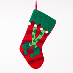 Handmade Hooked Hanging Elf Legs Christmas Stocking