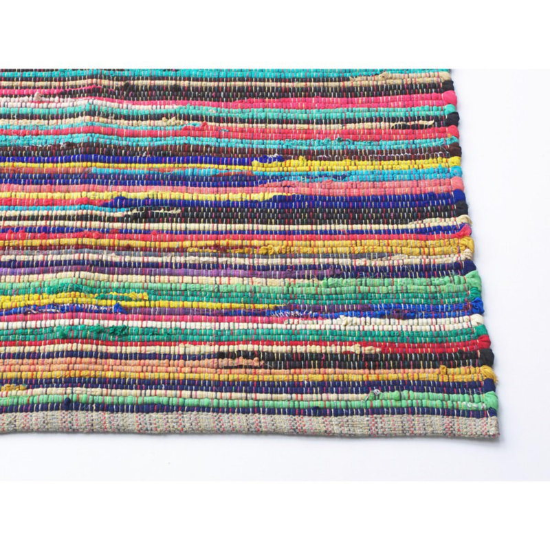 Laude Run Damian Recycle Chindi Rag Cotton Orange Blue Brown Damian Recycle Chindi Rag Cotton Orange Blue Brown Indoor Outdoor Area Rug