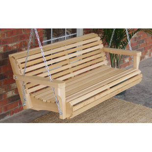 Three Person Porch Swings You Ll Love Wayfair Himes Contoured Clic Cedar Porch Swing