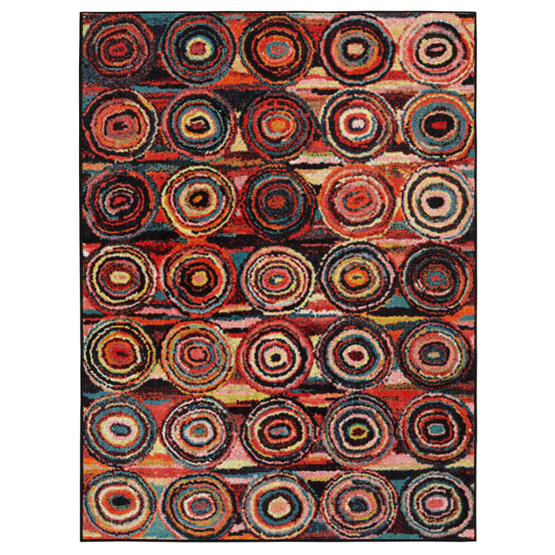 Wrought Studio Heier Black Yellow Aqua Blue Ivory Red Area Rug Heier Black Yellow Aqua Blue Ivory Red Area Rug