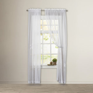 Irenee Nature/Floral Sheer Rod Pocket Single Curtain Panel