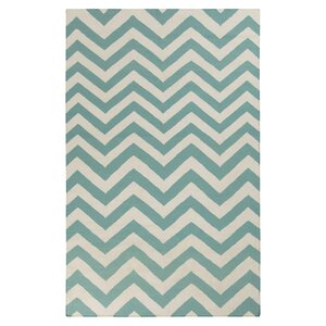 Diego Winter White/Sea Blue Chevron Area Rug