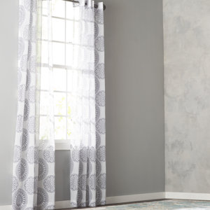 Demelo Damask Sheer Grommet Curtain Panels (Set of 2)
