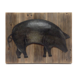 Wall Art Panels Wayfair Alexander Metal Pig On Barnboard Wall Art Panel