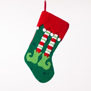 Handmade Hooked Elf Legs Christmas Stocking