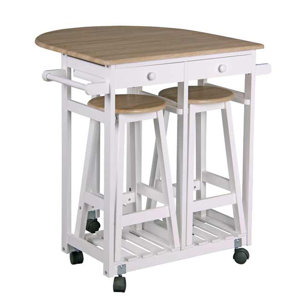 Kitchen Trolley Bar Cart with 2 Stools and Drawers by Symple Stuff