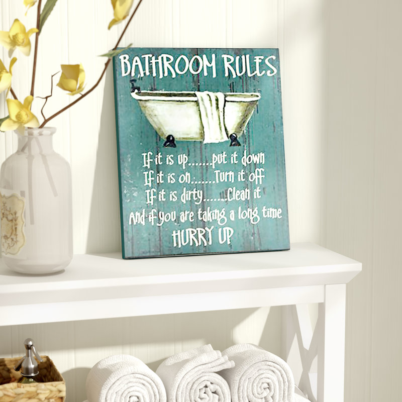 Bathroom Rules august grove bathroom rules textual art & reviews | wayfair Bathroom Rules august grove bathroom rules textual art & reviews | wayfair