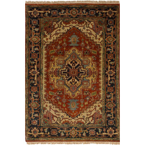 Charleena Traditional Hand-Knotted Wool Dark Copper Area Rug