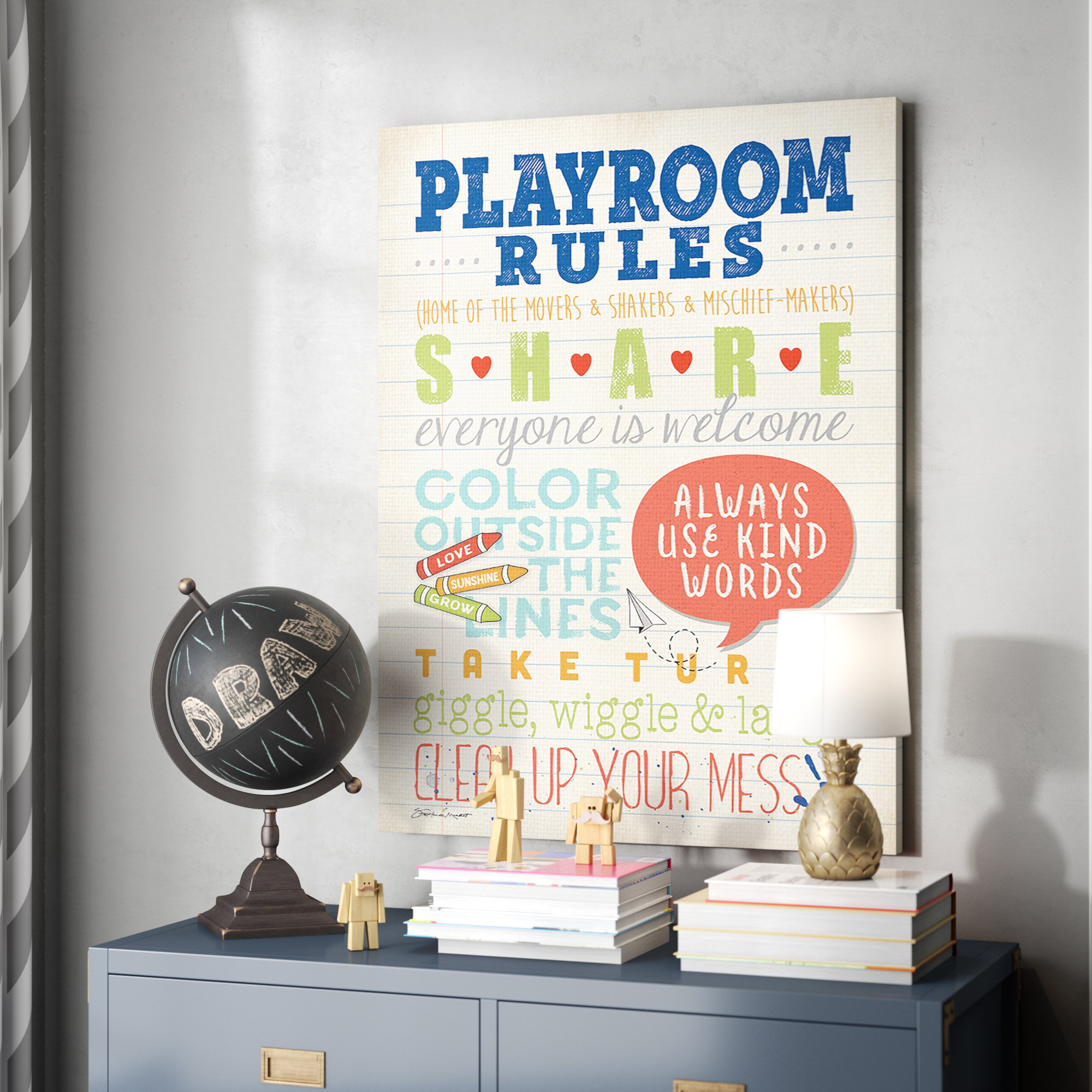 Harriet Bee Farrow Playroom Rules Notebook Canvas Art Reviews