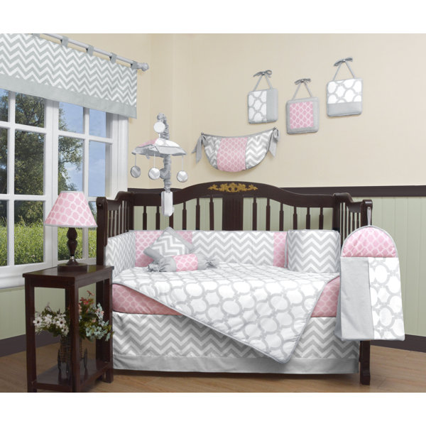 cheatwood elephant baby girl nursery 6 piece crib bedding set