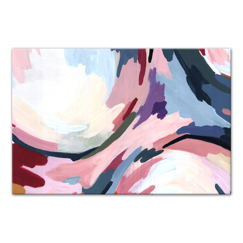 Pink Radial Water Abstract Acrylic Painting Print On Canvas
