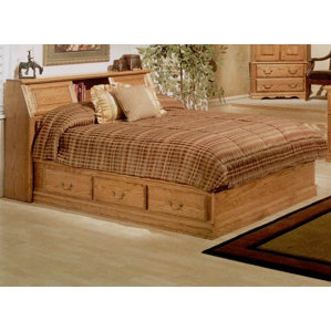 Lucie Bookcase Bed in Medium Wood by August Grove